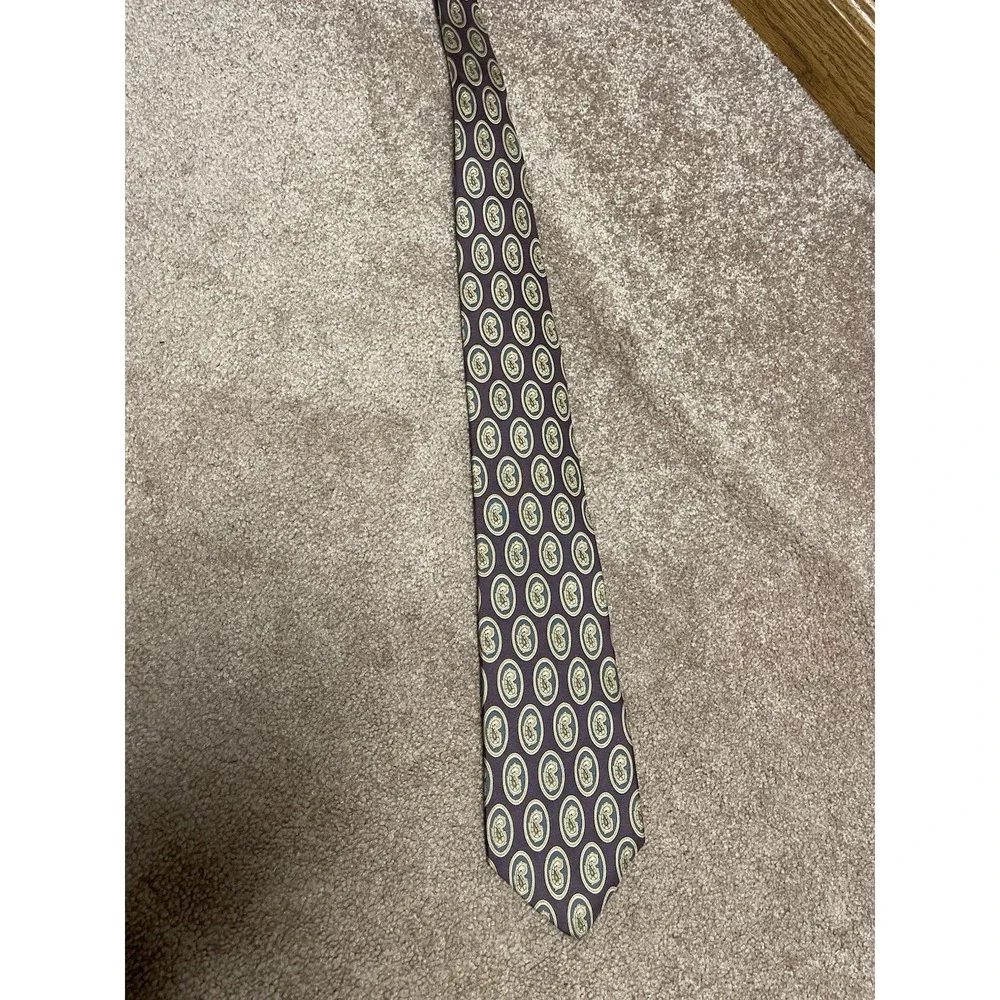 Vintage Bill Blass‎ Silk Tie Paisley Tan Burgundy 3.5